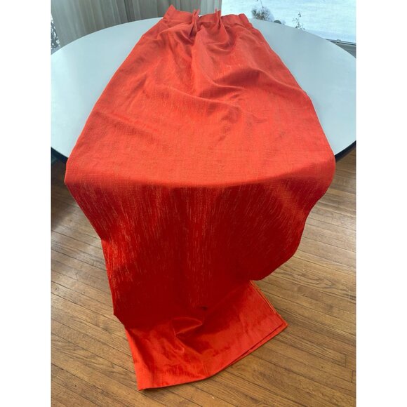 Vintage 60s curtain, orange jewel tone, pleated drape, shiny glossy - Picture 4 of 10